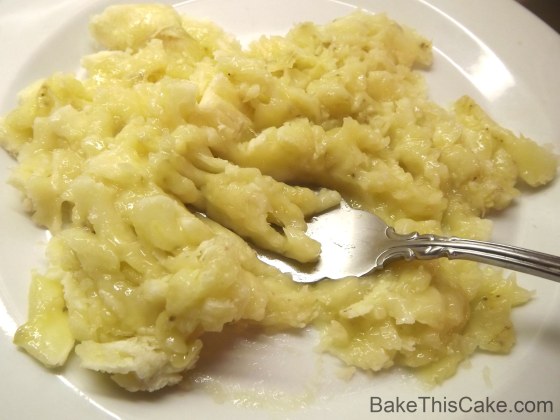 Mashing bananas for buttercream frosting BakeThisCake Mashing bananas for buttercream frosting BakeThisCake