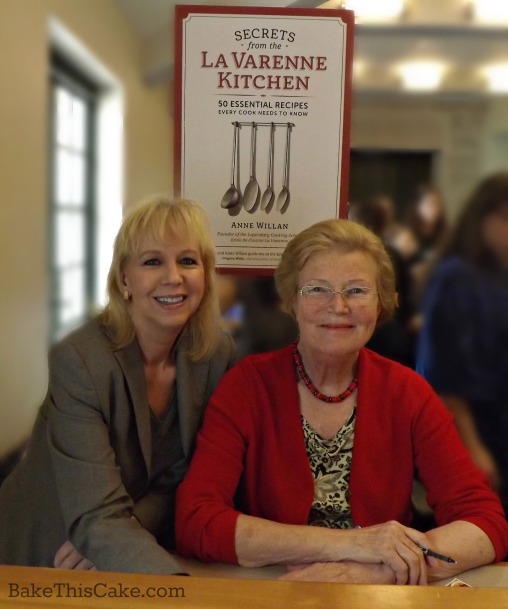 Leslie Macchiarella with Anne Willan at Culinary Historians of SoCal Lecture by bake this cake