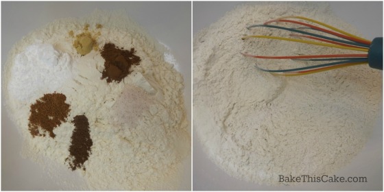 Mixing dry ingredients for modern sweet election cake by bakethiscake