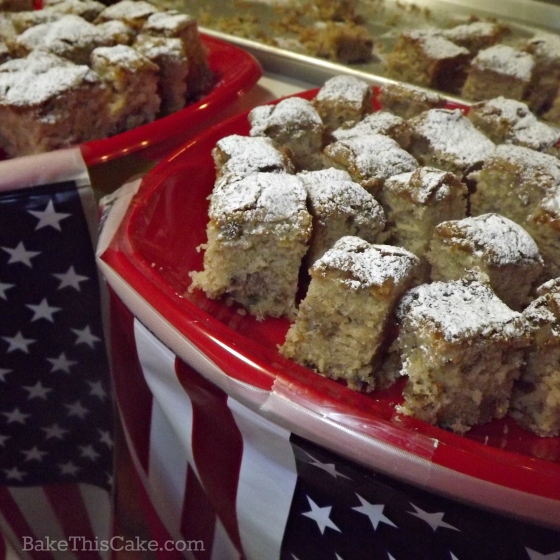 Serving Buttery Rum Election Cake made with baking powder by bakethiscake
